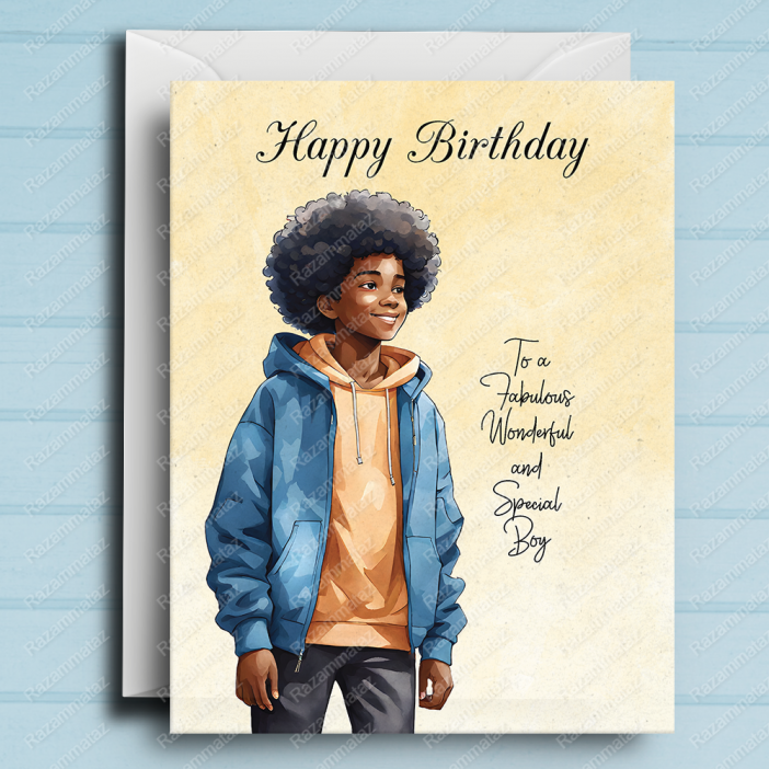 Black Boy Birthday Card R